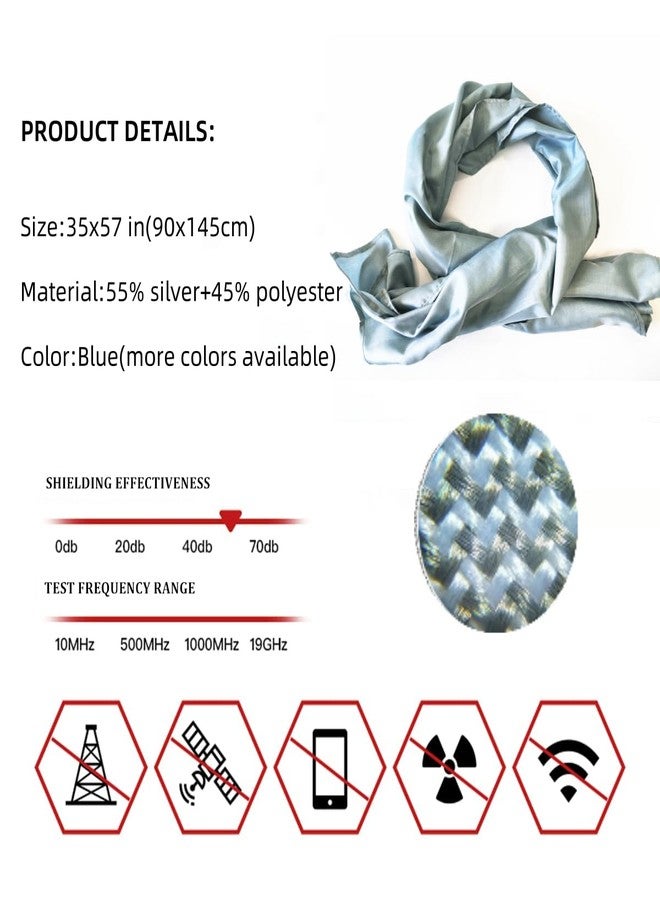 Amradield Faraday Scarf Blue Silver Fiber Fabric Scarf Signal Protection 5G, WiFi, Cellular, Bluetooth High Influencing Efficiency Reduce harmful signals Unisex Multiple Ways To Wear - Image 2